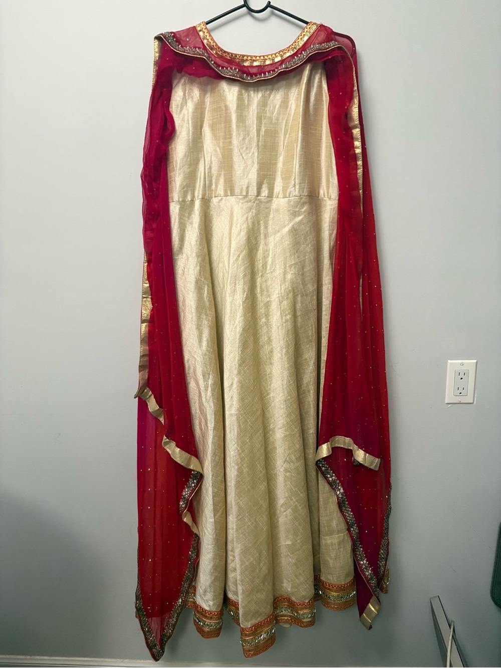 indian wedding duppata scarf over shoulder gown dress